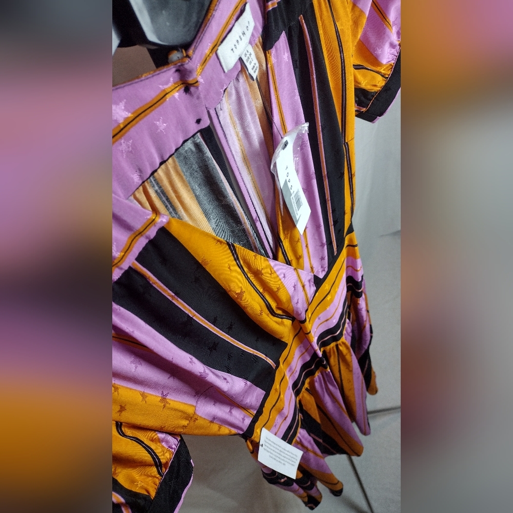 Topshop Jacquard Stripe Midi Dress In Multi Size 2 NWT - Picture 11 of 12